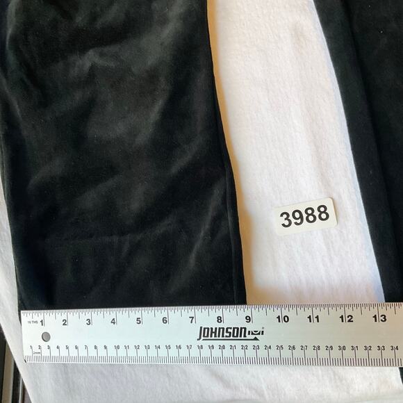 BCBGMAXAZRIA Women Velvet Pants size L Black Slightly Flared Rhinestones Trendy - Picture 5 of 13